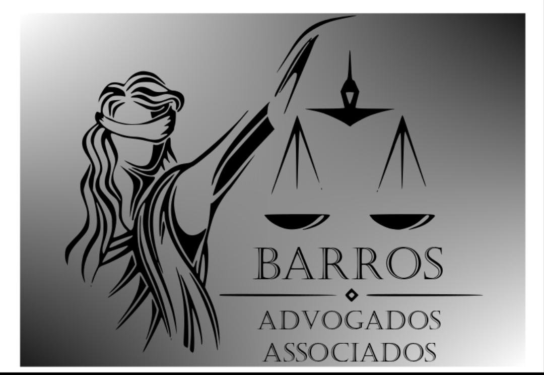 Logotipo do Barros Advogados Associados: a figura da Justiça de olhos vendados segurando a balança